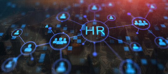 HR management. Human Resources. Recruitment business network concept. Group of teamwork