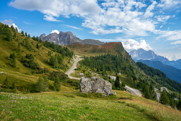 Beautiful mountain landscape of the Dolomites. Passo Giau area.