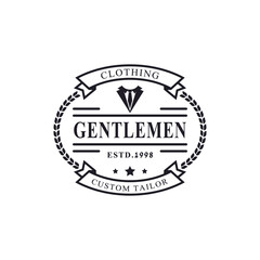 Fototapeta premium Vintage Retro Badge for Clothing Apparel Gentleman and Masculine Logo Emblem Symbol