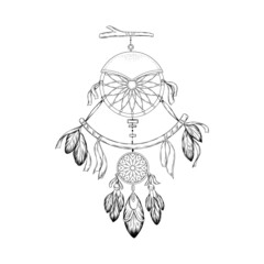 Boho Dream Catcher Vector Art. Dream Catcher style Boho vector illustration design.