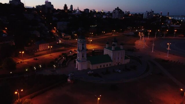 Admiralteyskaya square and Uspensky Admiralteysky church in Voronezh.