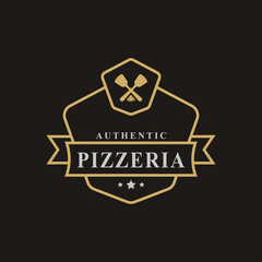 Vintage Retro Badge for Spatula Pizza Pizzeria Logo Emblem Design Symbol
