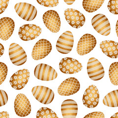 Yellow easter eggs seamless pattern for Easter holidays.