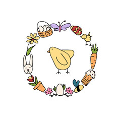 vector print with hand drawn elements for easter