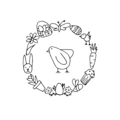 vector print with hand drawn elements for easter