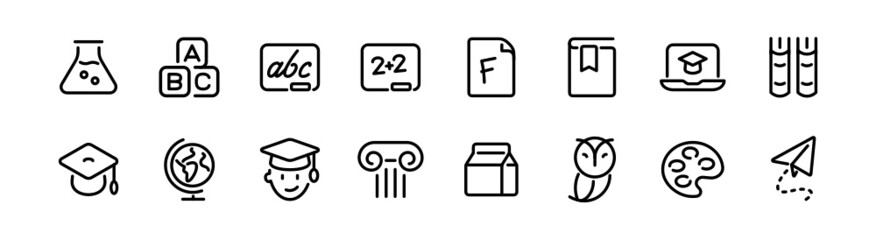School, Education, and Learning Icon Set - Vector Line Icons