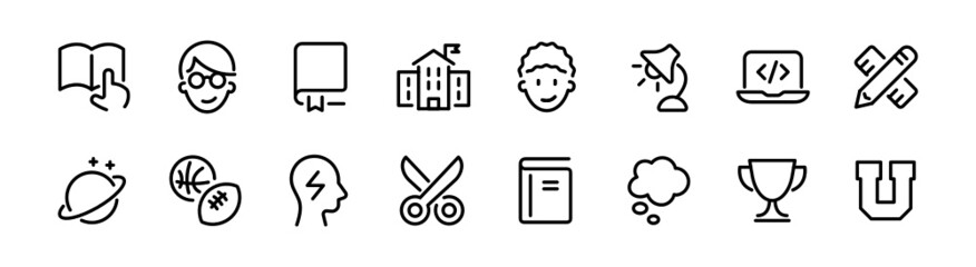 School, Education, and Learning Icon Set - Vector Line Icons