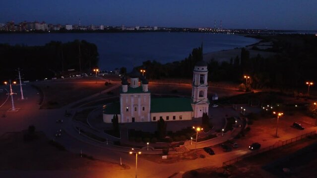 Admiralteyskaya square and Uspensky Admiralteysky church in Voronezh.