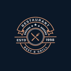 Vintage Retro Badge for Restaurant and Cafe Logo Emblem Design Symbol