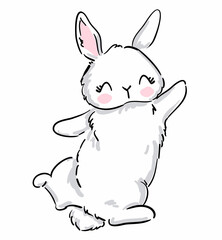 Fototapeta na wymiar Hand drawn cute rabbit, sketch little bunny vector kids print