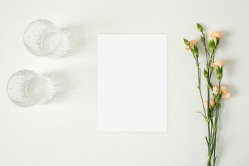 Spring invitation paper mockup on the white background
