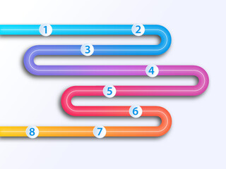 Fototapeta premium Project roadmap infographic as configurable template with milestones and winding road