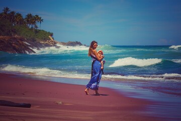 woman walking on the beach