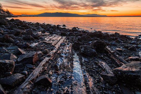 The Bellingham Bay During Sunset In Washington, USA