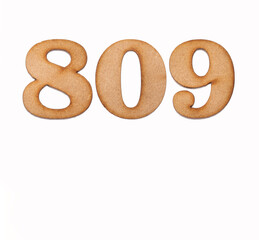Number 809 - Piece of wood isolated on white background