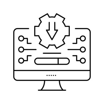 freeware download line icon vector illustration