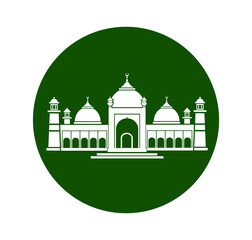 Badshahi Mosque vector icon. Badshahi masjid flat illustration. Badshahi masjid icon.