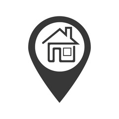 House location icon. Shadow map pointer silhouette symbol. Spot real estate. The house is nearby. Vector isolated illustration