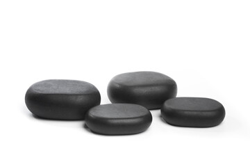 Fototapeta na wymiar black spa stones isolated on white background .