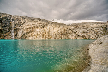 Fototapeta premium Panoramic view of Ahuac lagoon from edge
