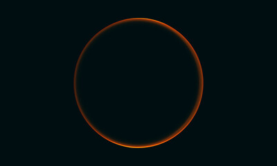 Dark cosmic round portal into infinity, red glowing circle or ring, orbit, eclipse or burrow or black hole. Great as cover print, decorative element, template. Minimal laconic simple 3d geometry.