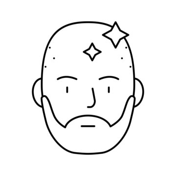 bearded man with shaved head line icon vector illustration