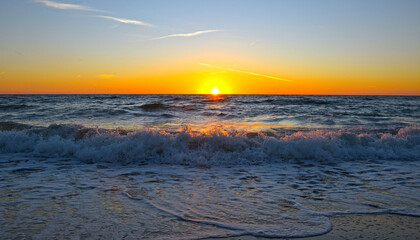 Fototapeta morze, zachód słońca, morze bałtyckie,  obraz