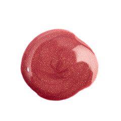 Lipstick swatch isolated on white background. Red lip gloss swipe- Image - obrazy, fototapety, plakaty