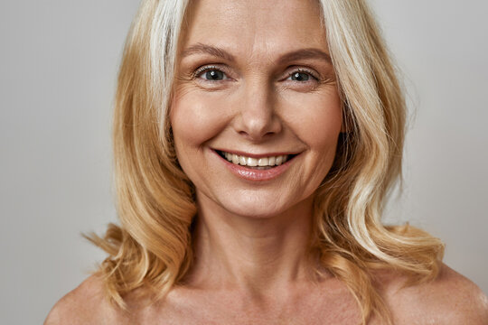 Obscure face of beautiful mature caucasian woman