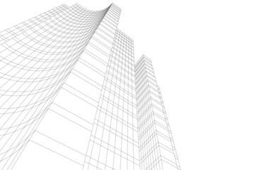 Fototapeta premium Modern architecture building 3d illustration