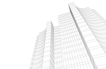 Fototapeta premium Modern architecture building 3d illustration