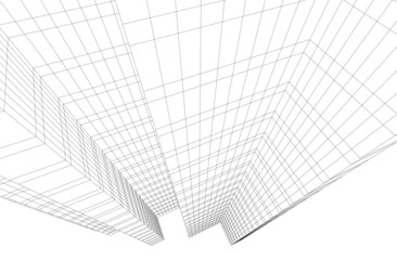 Modern architecture building 3d illustration