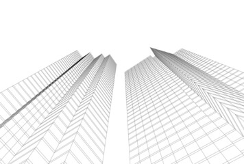 Fototapeta premium Modern architecture building 3d illustration
