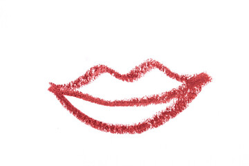 Lip liner stroke lips shape on white background- Image