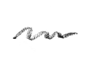 Cosmetic eye pencil stroke on white background
