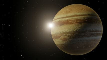 Jupiter realistic 3D representaton. High quality