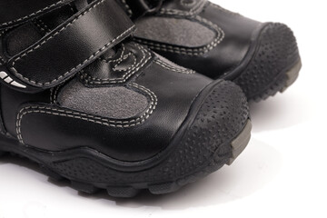 children's winter boots on white background.