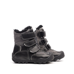 children's winter boots on white background.