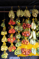 presentation of exotic fruits on the leticia market, Amazonia, Colombia