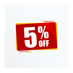 5 percent discount. Label to use on promotions and offers. Vector illustration.