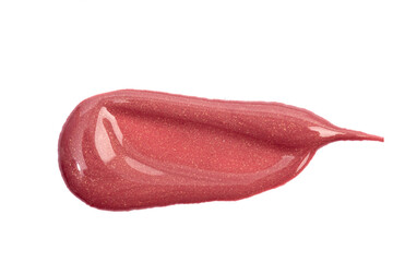 Lipstick swatch isolated on white background. Red lip gloss swipe- Image