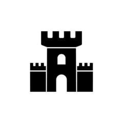 Castle vector icon fort symbol tower. Castle tower logo stronghold medieval silhouette icon