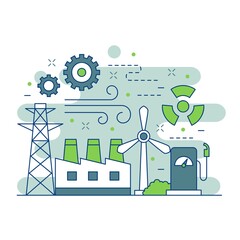 Green energy concept website illustration design 2