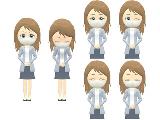 [Greeting] Caucasian Woman cardigan wavy hair front