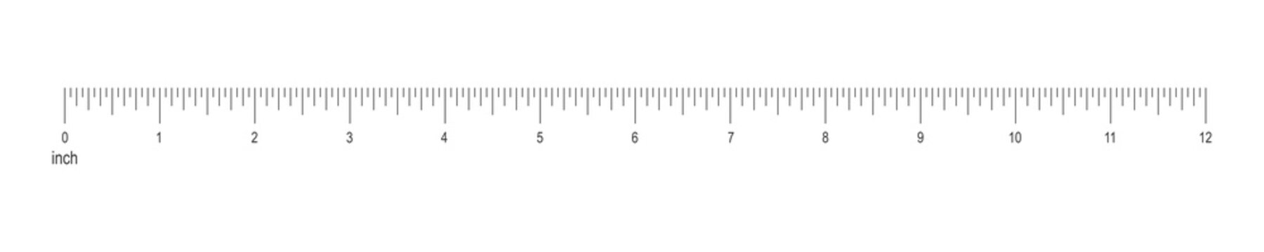 6 and 12 inch ruler scale with and without numbers. 1 foot