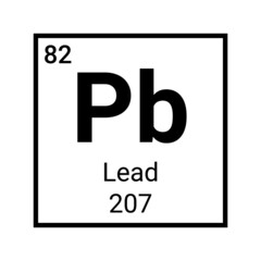 Lead periodic element chemical icon formula. Lead symbol mendeleev table element