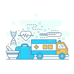 Naklejka premium Medicine hospital concept website illustration design 1