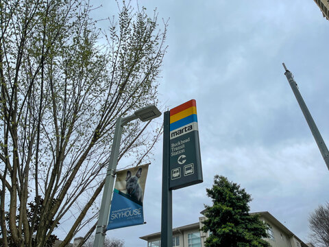 A Marta Stop  Sign In The Buckhead District Of Atlanta, GA.