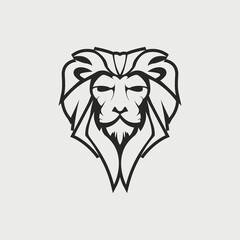 Obraz premium Lion head line art style vector illustration logo design