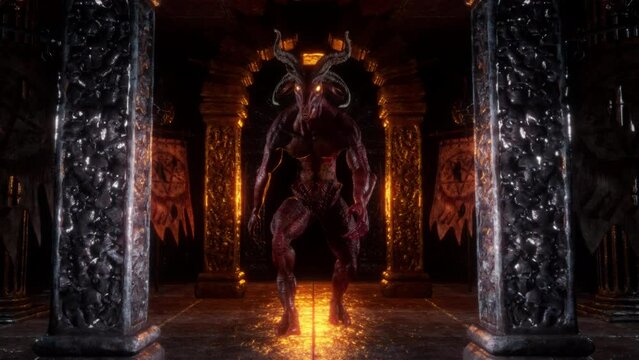 Goat Demon Baphomet VJ Loop – behold to the symbol of hell! Hold your soul or die in fear with this scary and mystical video featuring horned demon. This creature is a mix of goat and human. Use it in